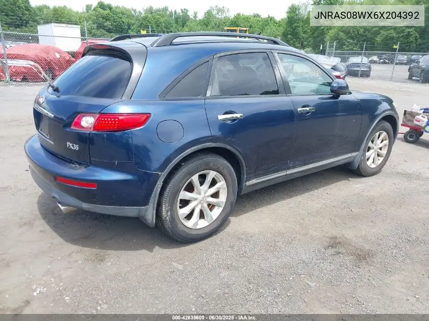 2006 Infiniti Fx35 VIN: JNRAS08WX6X204392 Lot: 42635609