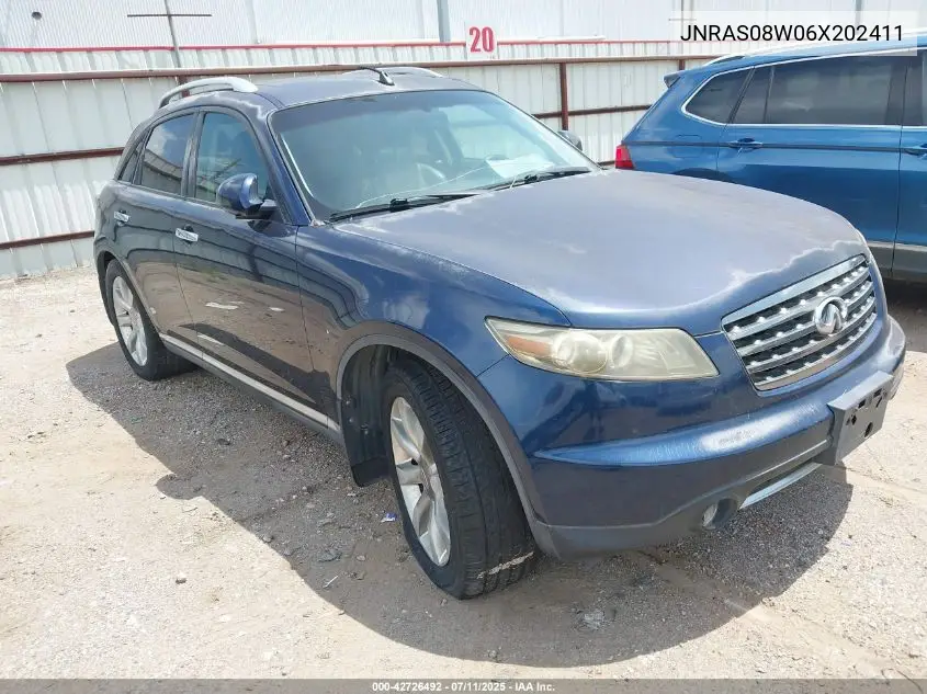 2006 Infiniti Fx35 VIN: JNRAS08W06X202411 Lot: 42726492