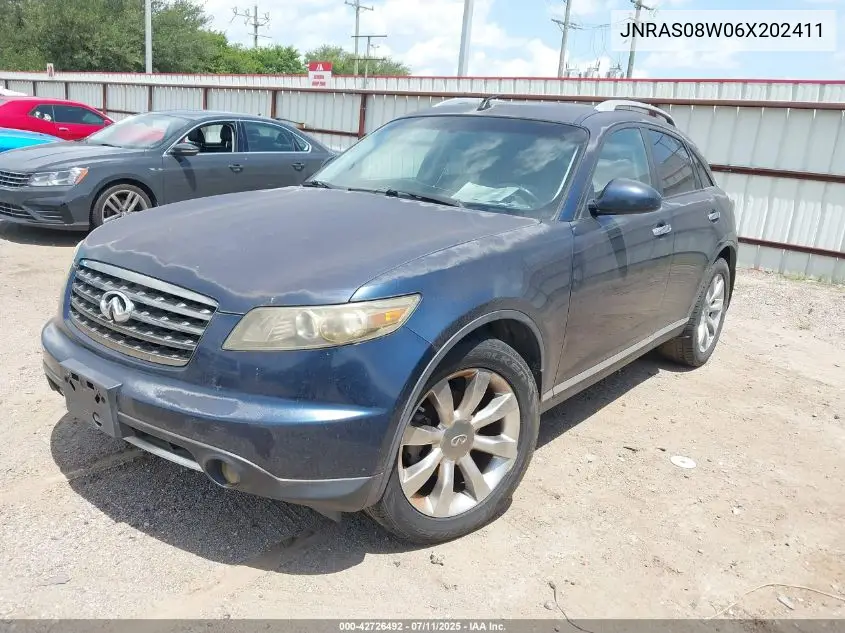 2006 Infiniti Fx35 VIN: JNRAS08W06X202411 Lot: 42726492