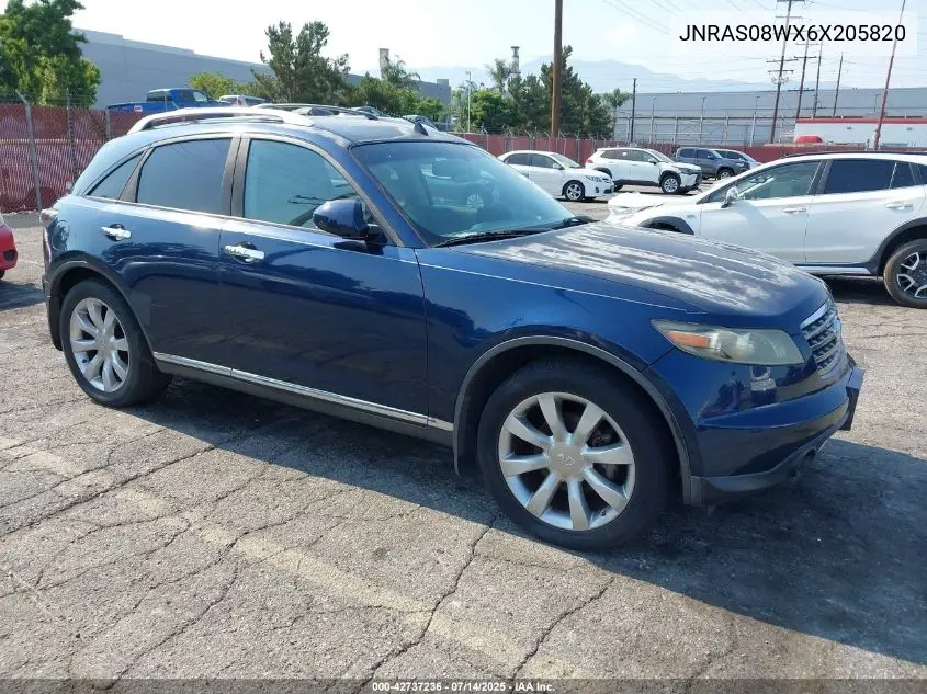 2006 Infiniti Fx35 VIN: JNRAS08WX6X205820 Lot: 42737236