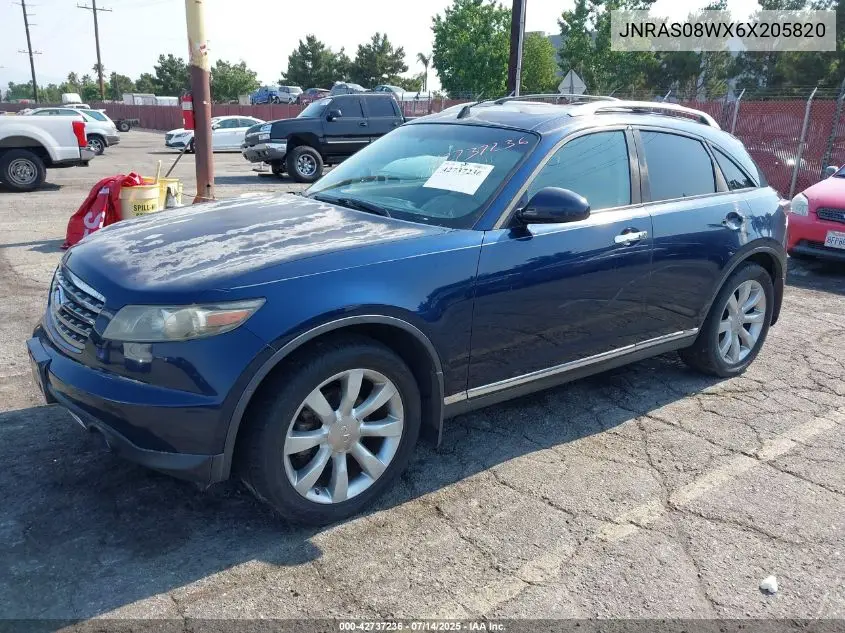 2006 Infiniti Fx35 VIN: JNRAS08WX6X205820 Lot: 42737236