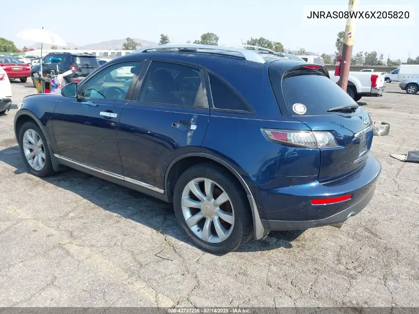2006 Infiniti Fx35 VIN: JNRAS08WX6X205820 Lot: 42737236