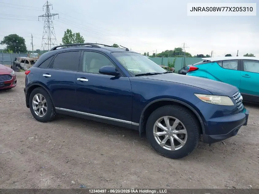 2007 Infiniti Fx35 VIN: JNRAS08W77X205310 Lot: 12340497