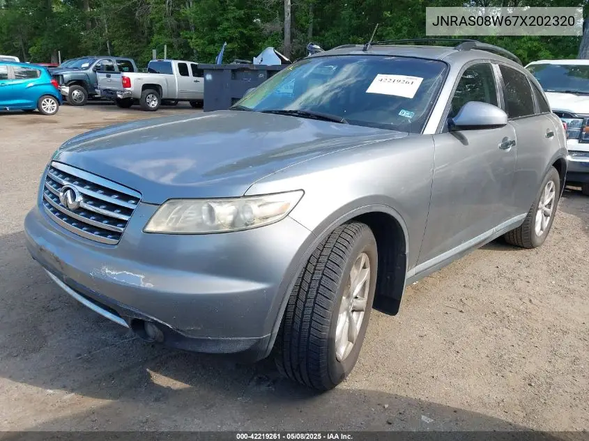 2007 Infiniti Fx35 VIN: JNRAS08W67X202320 Lot: 42219261