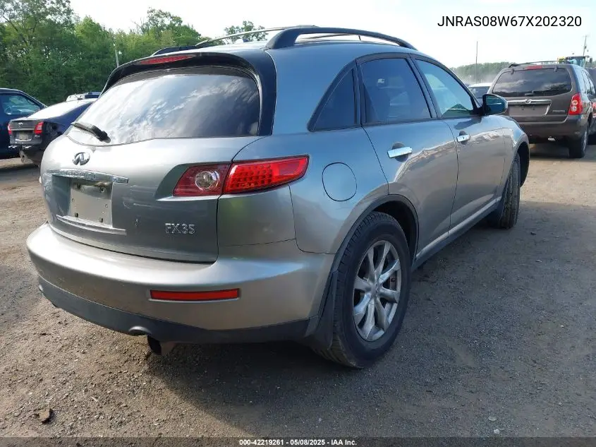 2007 Infiniti Fx35 VIN: JNRAS08W67X202320 Lot: 42219261
