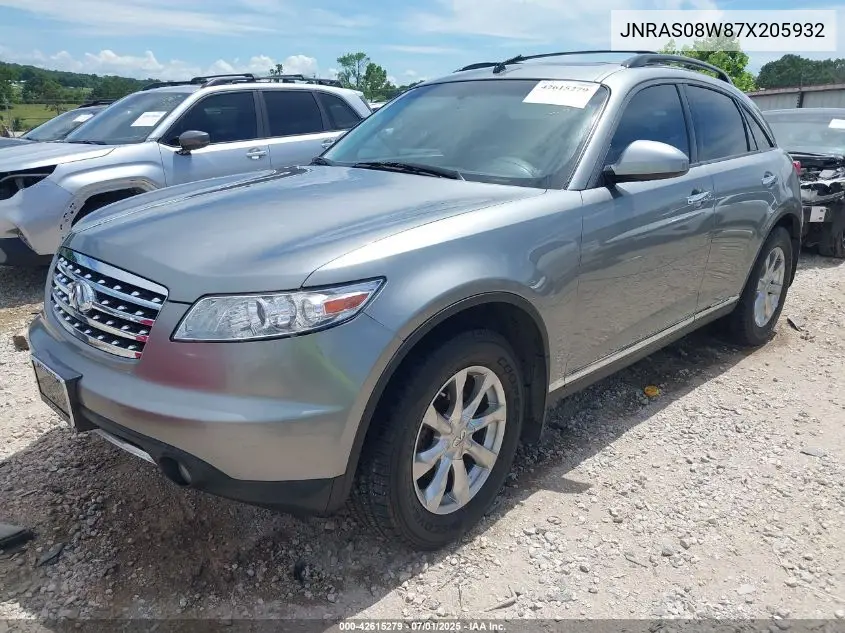 2007 Infiniti Fx35 VIN: JNRAS08W87X205932 Lot: 42615279