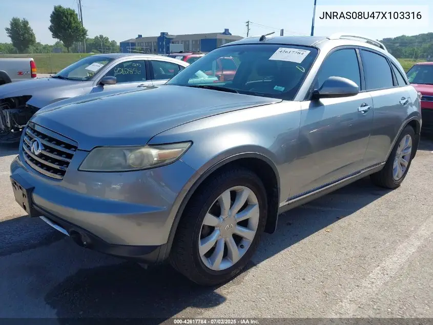 2007 Infiniti Fx35 VIN: JNRAS08U47X103316 Lot: 42617784