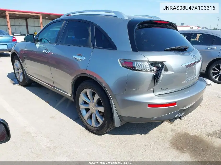 2007 Infiniti Fx35 VIN: JNRAS08U47X103316 Lot: 42617784