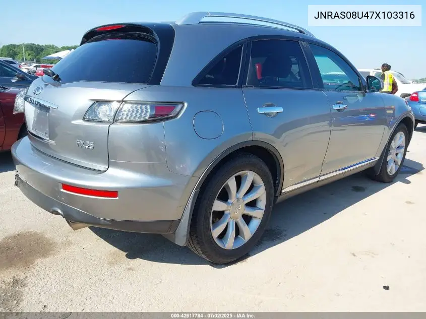 2007 Infiniti Fx35 VIN: JNRAS08U47X103316 Lot: 42617784
