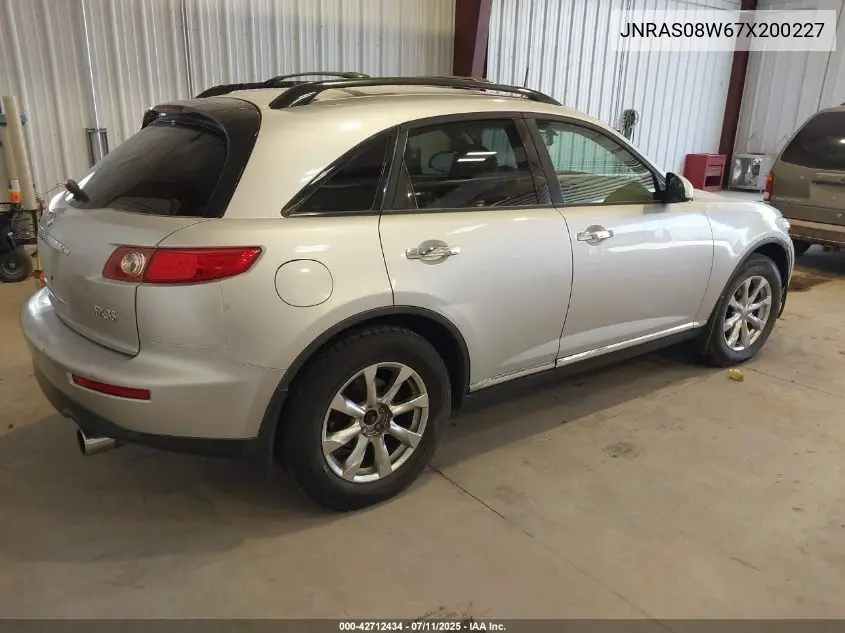 2007 Infiniti Fx35 VIN: JNRAS08W67X200227 Lot: 42712434