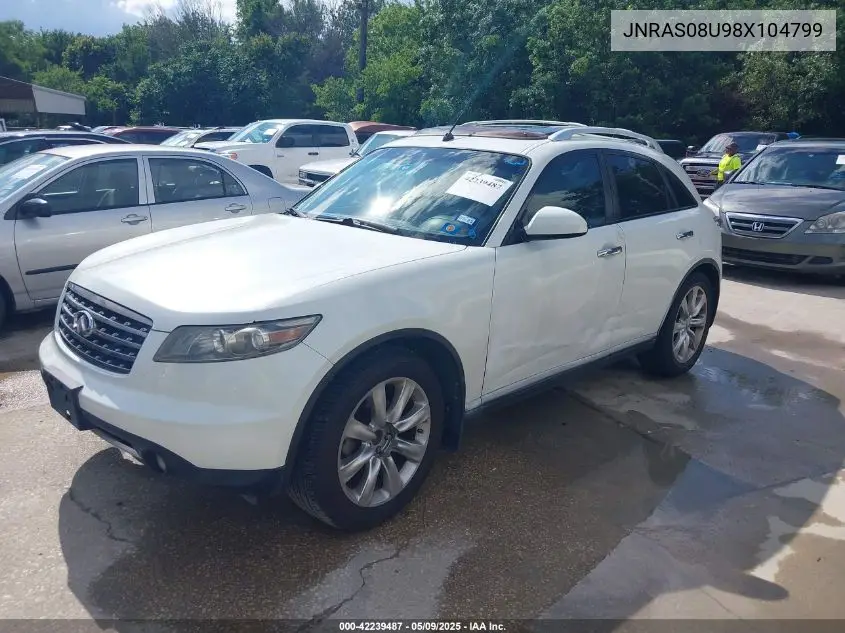 2008 Infiniti Fx35 VIN: JNRAS08U98X104799 Lot: 42239487