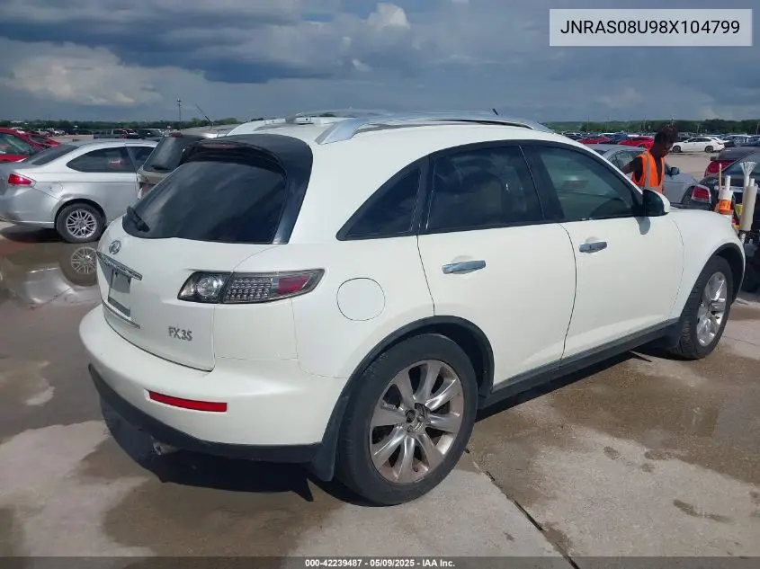 2008 Infiniti Fx35 VIN: JNRAS08U98X104799 Lot: 42239487