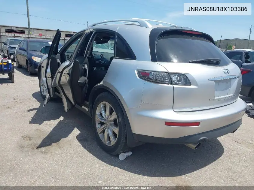 2008 Infiniti Fx35 VIN: JNRAS08U18X103386 Lot: 42260026