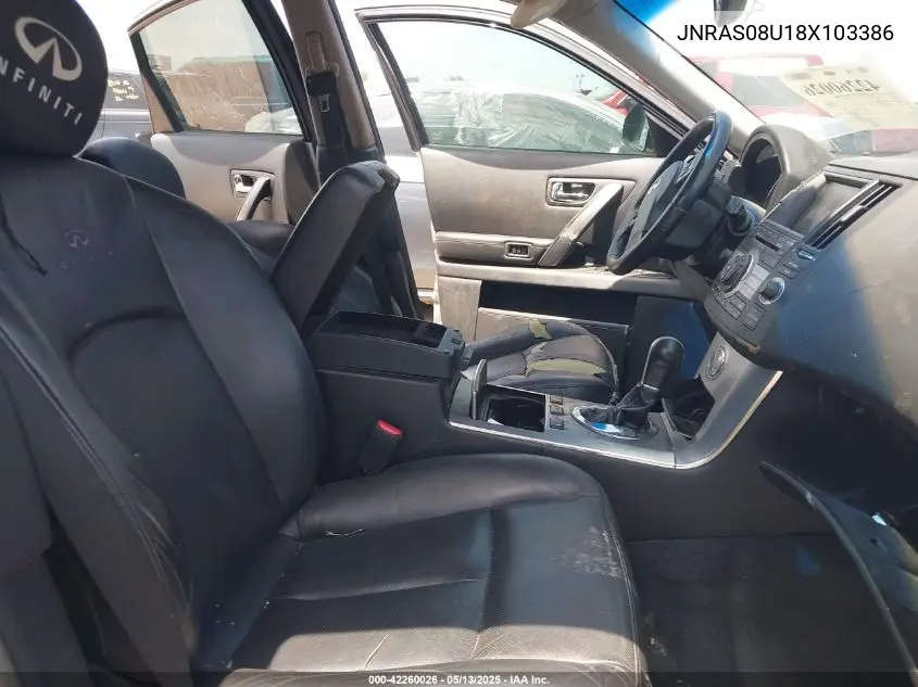 2008 Infiniti Fx35 VIN: JNRAS08U18X103386 Lot: 42260026