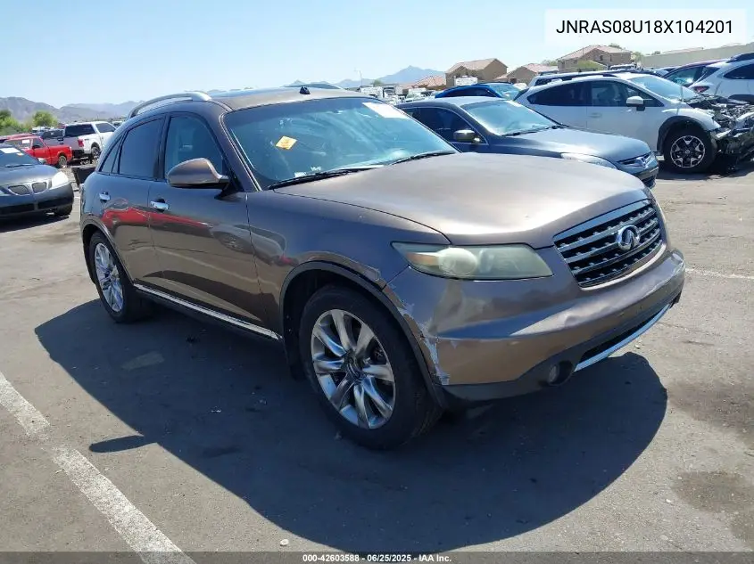 2008 Infiniti Fx35 VIN: JNRAS08U18X104201 Lot: 42603588