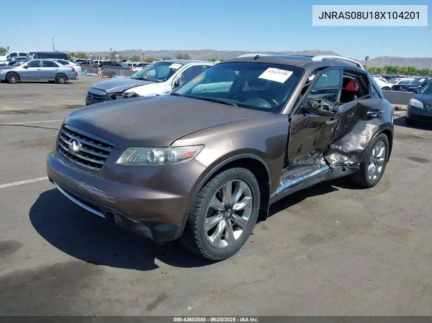 2008 Infiniti Fx35 VIN: JNRAS08U18X104201 Lot: 42603588
