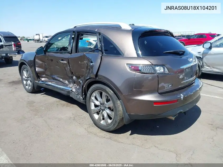 2008 Infiniti Fx35 VIN: JNRAS08U18X104201 Lot: 42603588