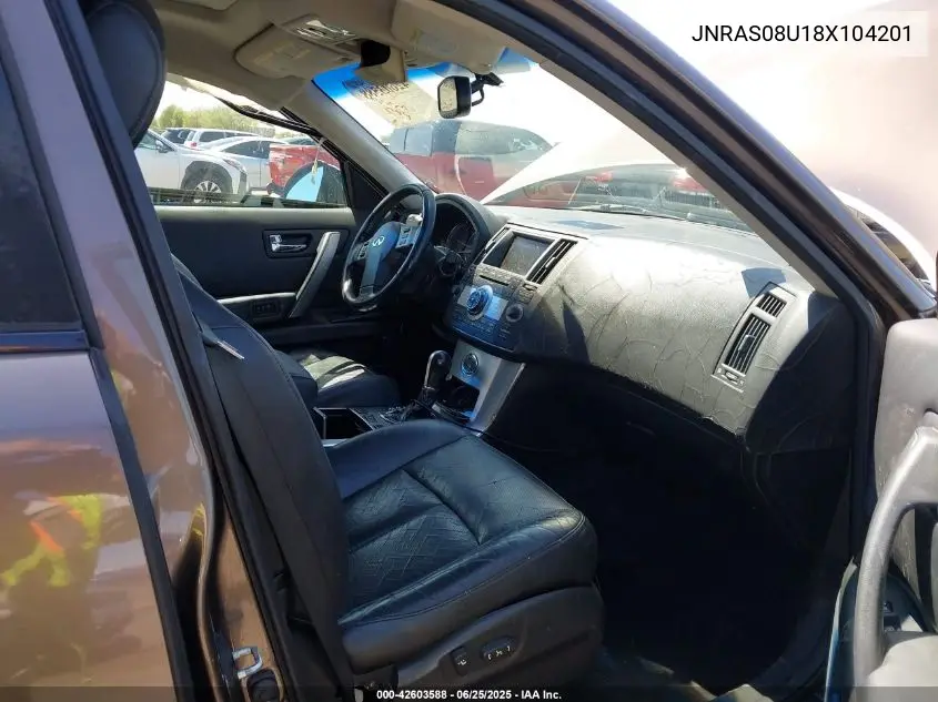 2008 Infiniti Fx35 VIN: JNRAS08U18X104201 Lot: 42603588