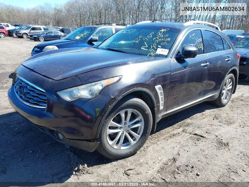 2010 Infiniti Fx35 VIN: JN8AS1MU6AM802634 Lot: 41863657