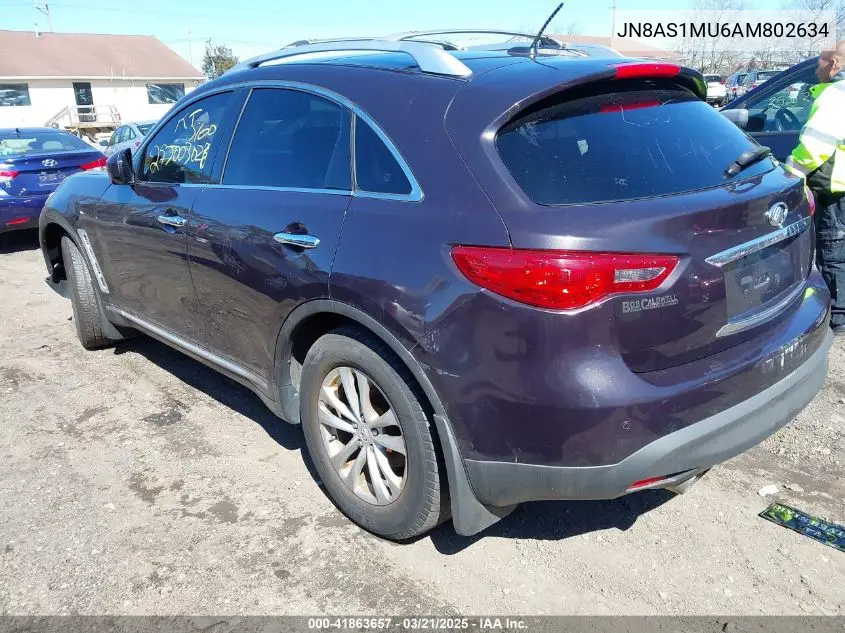 2010 Infiniti Fx35 VIN: JN8AS1MU6AM802634 Lot: 41863657