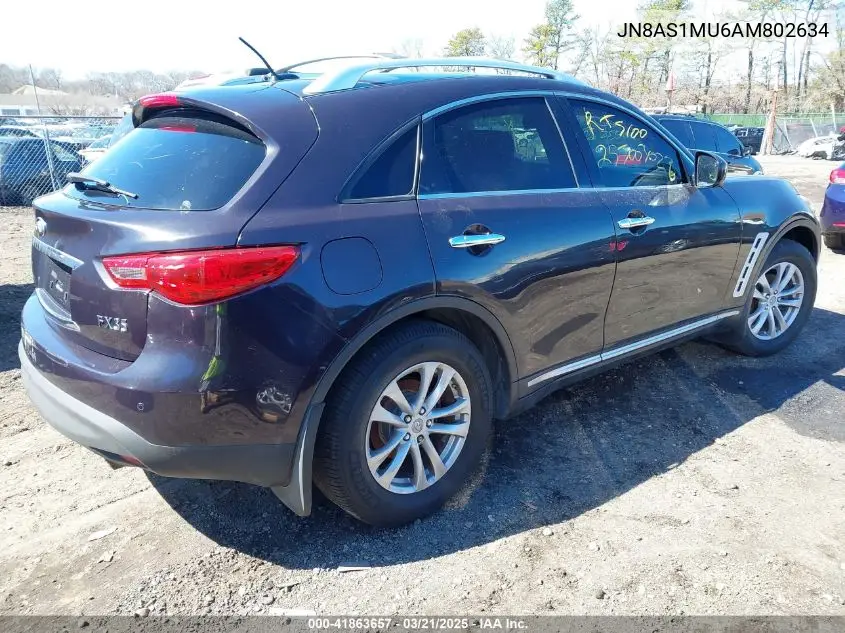 2010 Infiniti Fx35 VIN: JN8AS1MU6AM802634 Lot: 41863657