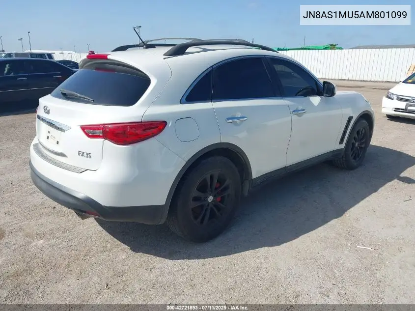 2010 Infiniti Fx35 VIN: JN8AS1MU5AM801099 Lot: 42721893
