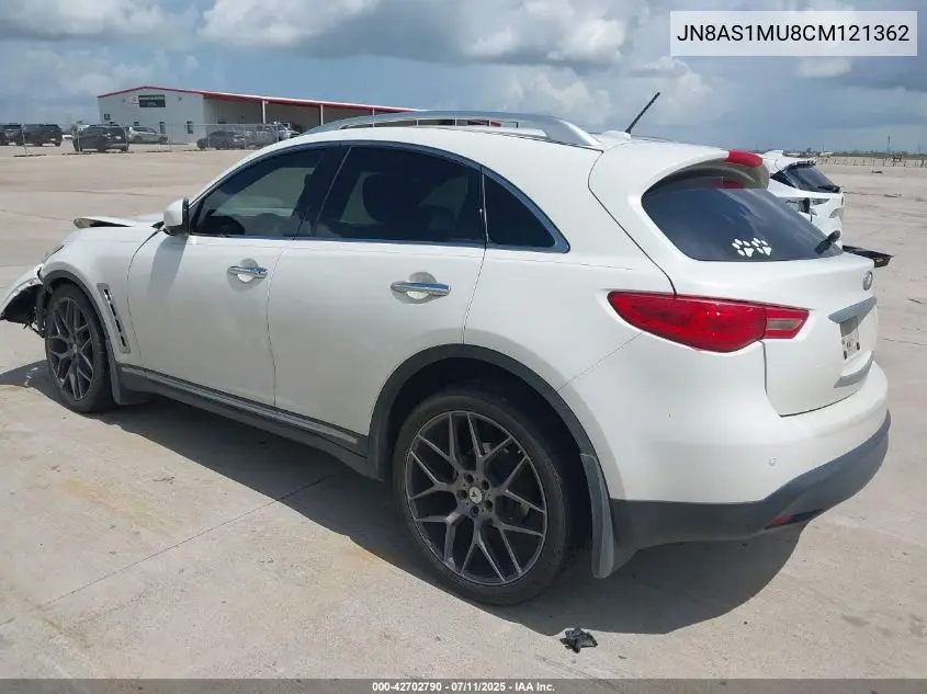 2012 Infiniti Fx35 VIN: JN8AS1MU8CM121362 Lot: 42702790