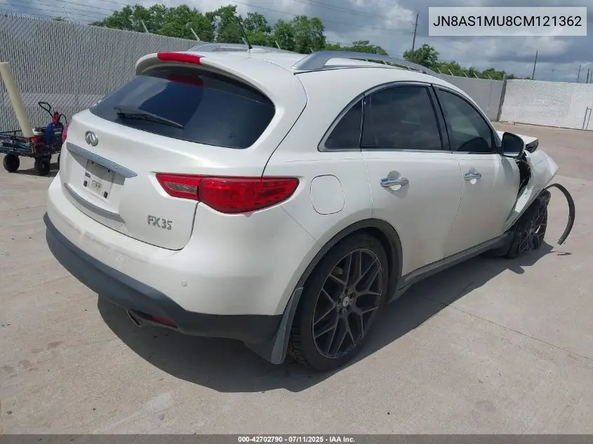 2012 Infiniti Fx35 VIN: JN8AS1MU8CM121362 Lot: 42702790