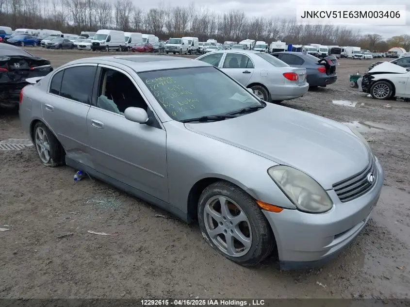 2003 Infiniti G35 VIN: JNKCV51E63M003406 Lot: 12292615