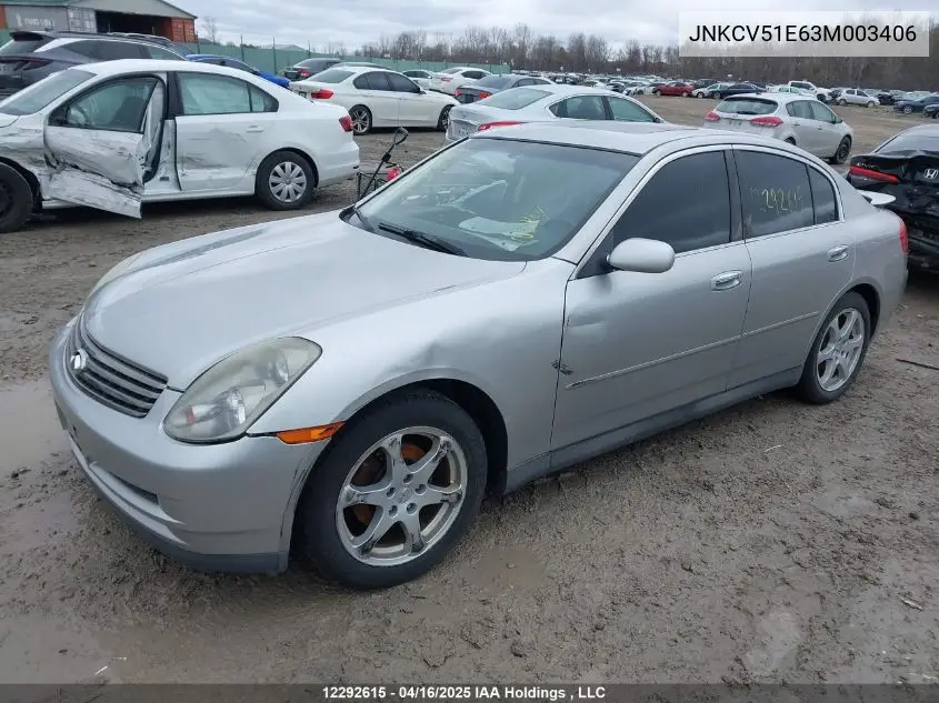 2003 Infiniti G35 VIN: JNKCV51E63M003406 Lot: 12292615