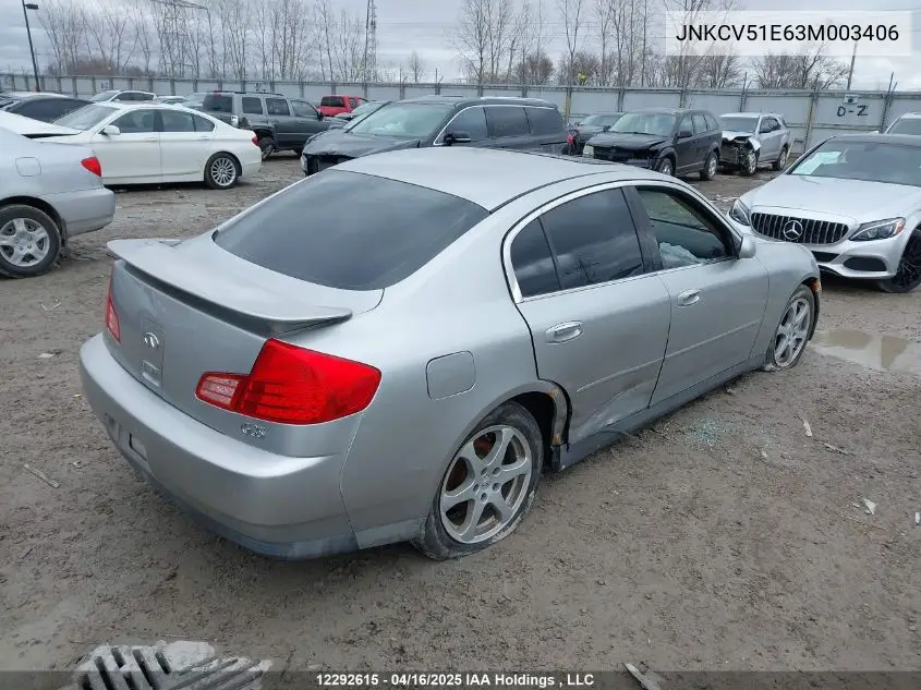 2003 Infiniti G35 VIN: JNKCV51E63M003406 Lot: 12292615