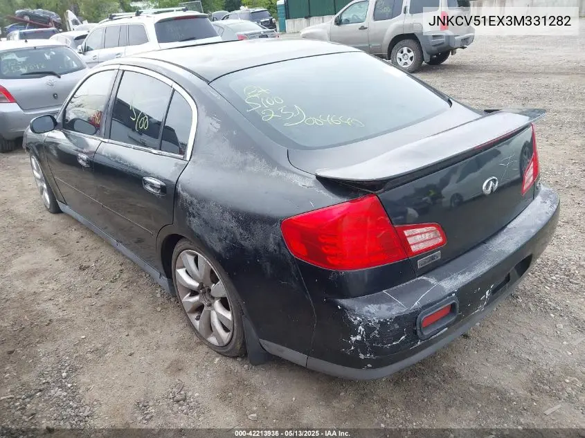 2003 Infiniti G35 Base W/6 Speed Manual VIN: JNKCV51EX3M331282 Lot: 42213936