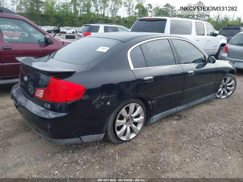 2003 Infiniti G35 Base W/6 Speed Manual VIN: JNKCV51EX3M331282 Lot: 42213936