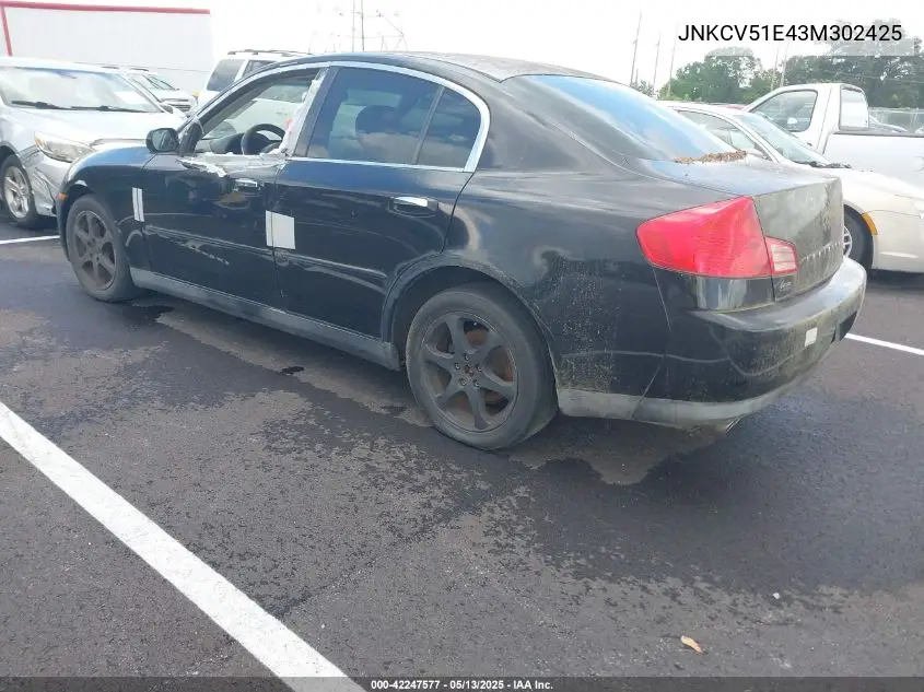 2003 Infiniti G35 Luxury Leather VIN: JNKCV51E43M302425 Lot: 42247577
