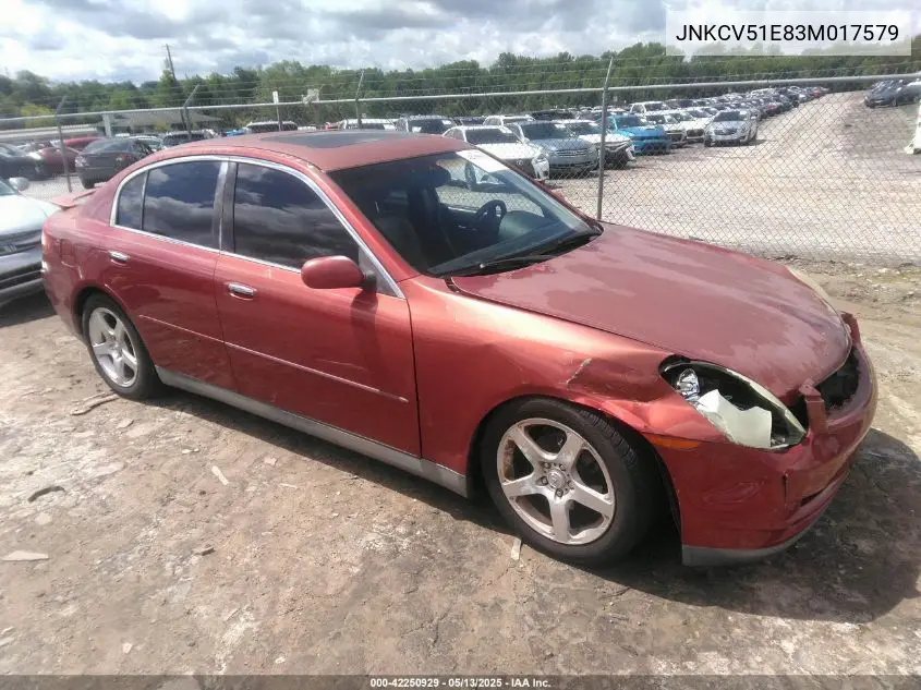2003 Infiniti G35 Luxury Leather VIN: JNKCV51E83M017579 Lot: 42250929