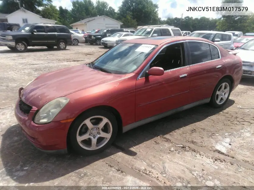 2003 Infiniti G35 Luxury Leather VIN: JNKCV51E83M017579 Lot: 42250929