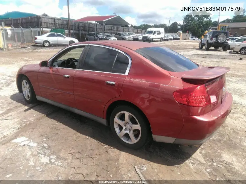 2003 Infiniti G35 Luxury Leather VIN: JNKCV51E83M017579 Lot: 42250929