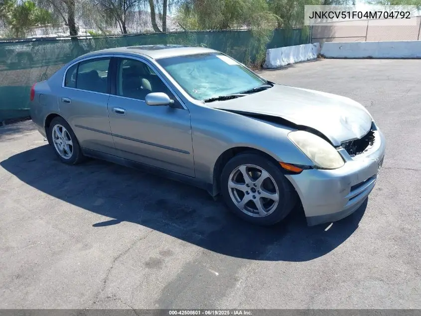 2004 Infiniti G35X VIN: JNKCV51F04M704792 Lot: 42508601