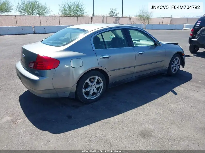 2004 Infiniti G35X VIN: JNKCV51F04M704792 Lot: 42508601