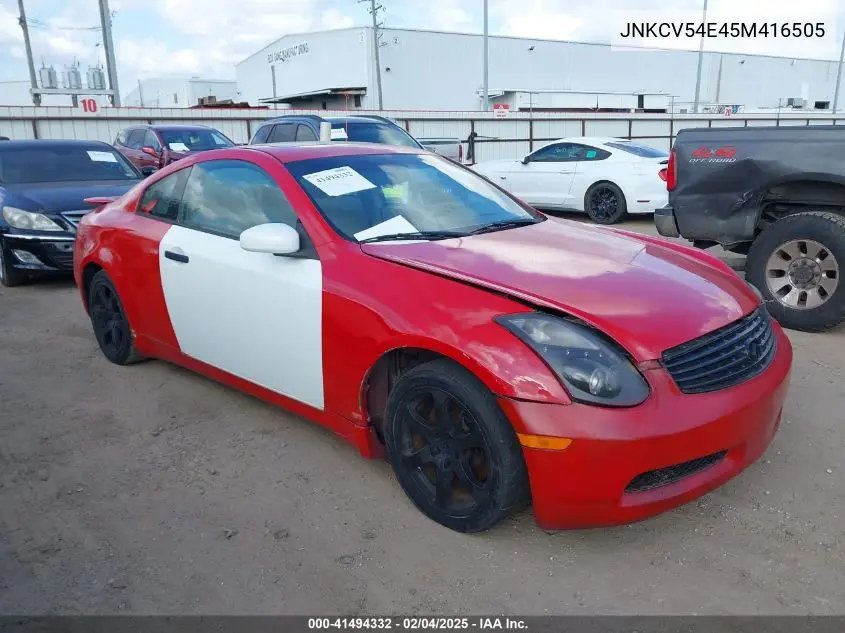 2005 Infiniti G35 VIN: JNKCV54E45M416505 Lot: 41494332