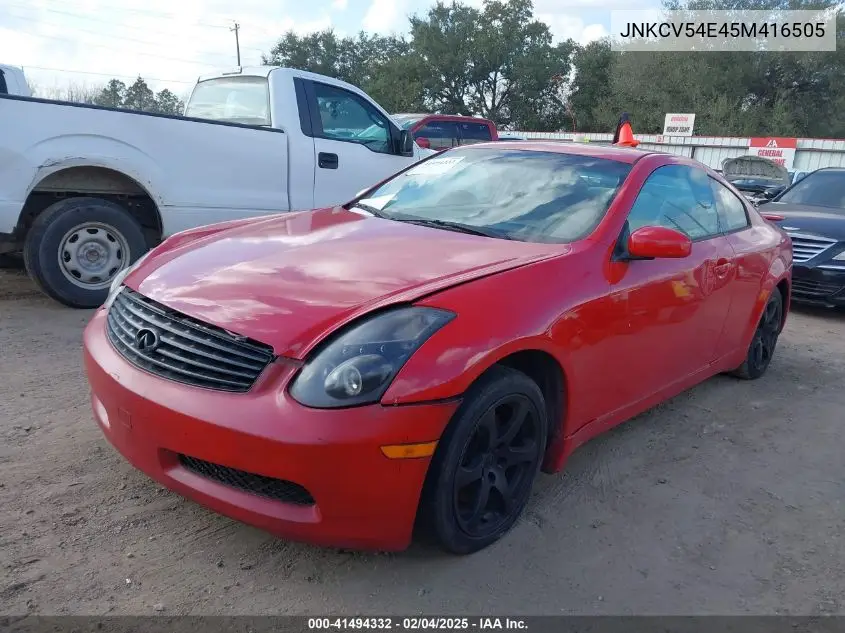 2005 Infiniti G35 VIN: JNKCV54E45M416505 Lot: 41494332