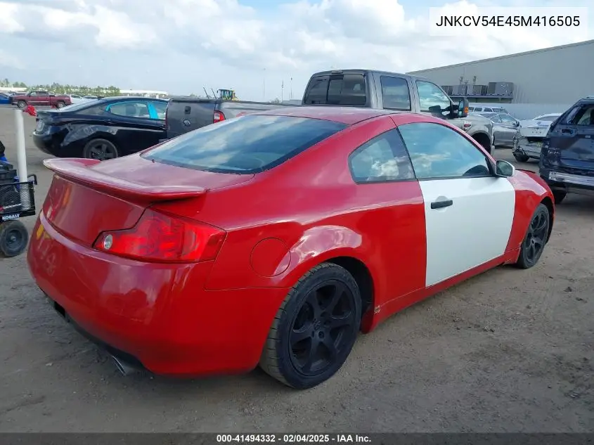 2005 Infiniti G35 VIN: JNKCV54E45M416505 Lot: 41494332