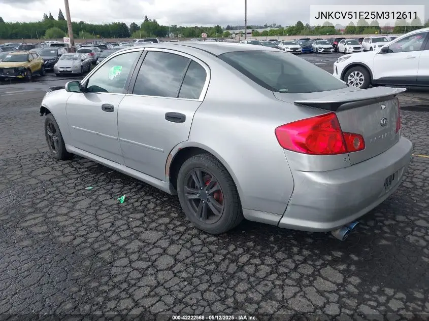 2005 Infiniti G35 VIN: JNKCV51F25M312611 Lot: 42222568