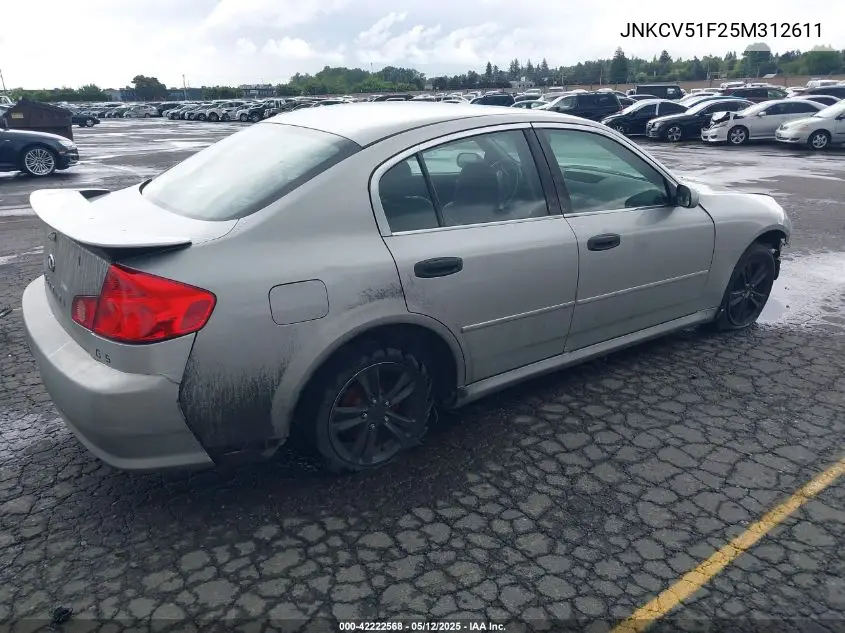 2005 Infiniti G35 VIN: JNKCV51F25M312611 Lot: 42222568