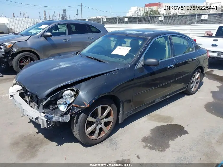 2005 Infiniti G35 VIN: JNKCV51E75M225441 Lot: 42223278