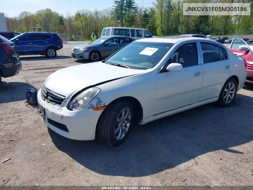2005 Infiniti G35X VIN: JNKCV51F05M305186 Lot: 42231602