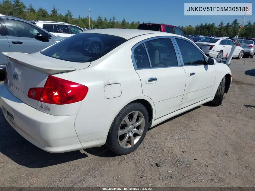 2005 Infiniti G35X VIN: JNKCV51F05M305186 Lot: 42231602