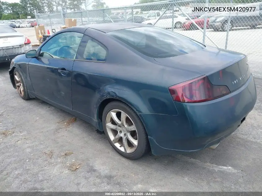 2005 Infiniti G35 VIN: JNKCV54EX5M420977 Lot: 42266852