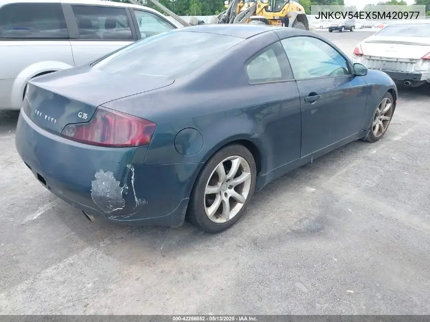 2005 Infiniti G35 VIN: JNKCV54EX5M420977 Lot: 42266852