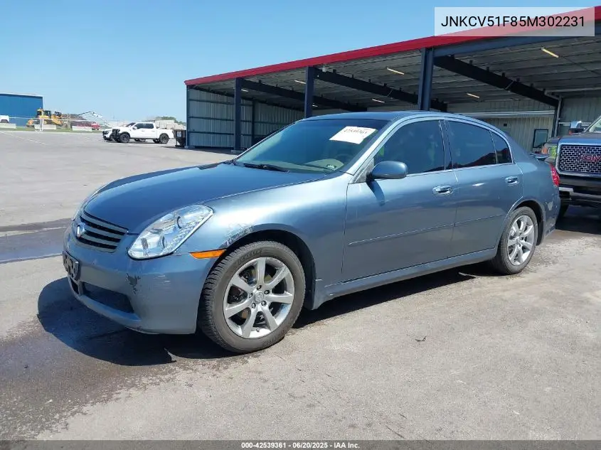 2005 Infiniti G35X VIN: JNKCV51F85M302231 Lot: 42539361